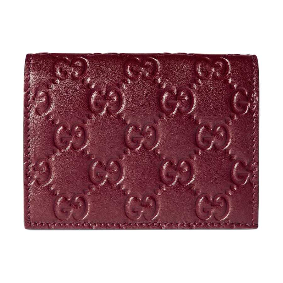 GUCCI GG Emblem Leather Wallet Small Women's Red