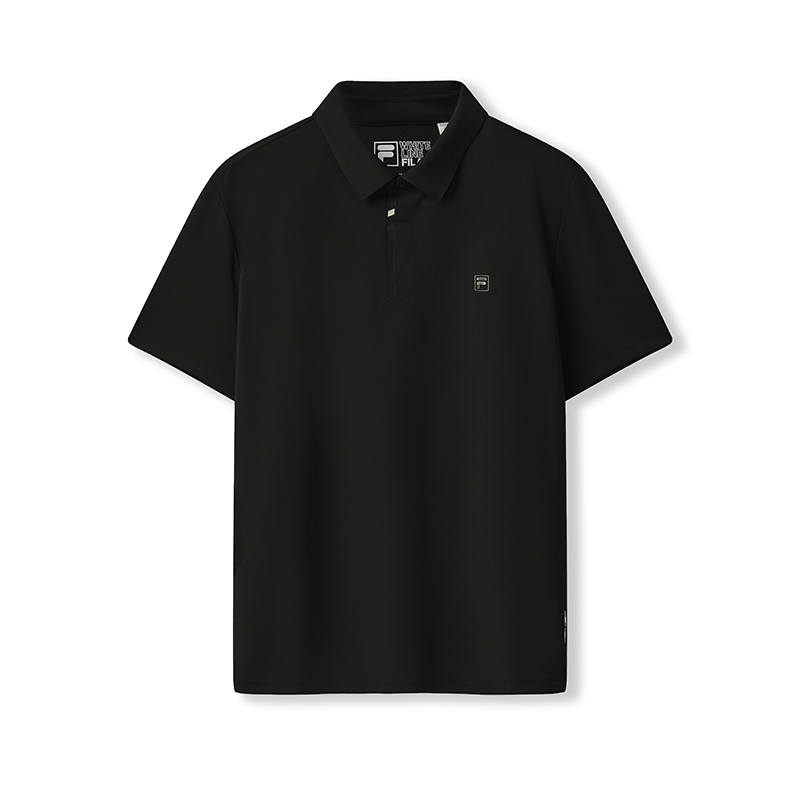 FILA WHITE Polo Shirts Men's Jet Black Polo Collar Moderate Straight Fit