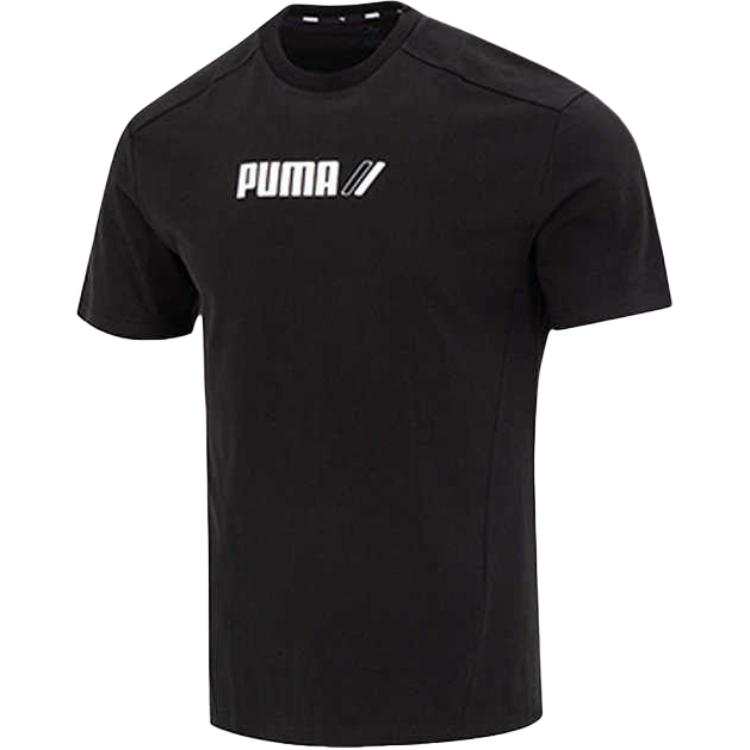 PUMA T Shirts Men's Black Crew Neck Moderate Straight Fit