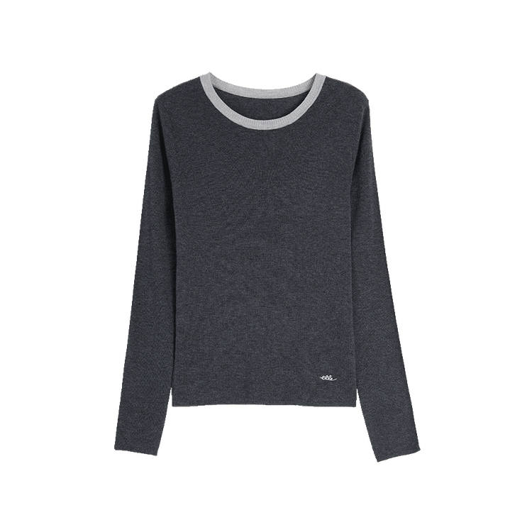 ELLE ELLE Sweaters Women's Dark Gray Crew Neck Moderate Base Layer