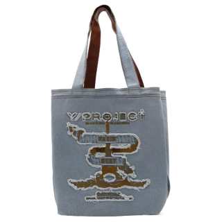 Y/Project Cotton Tote Bag, Shopping Bag, Handbag Women's Blue