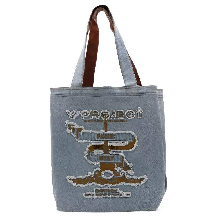 Y/Project Cotton Tote Bag, Shopping Bag, Handbag Women's Blue