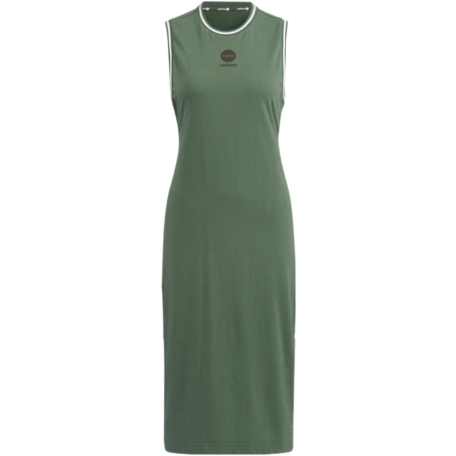 Adidas Neo Sleeveless Dresses Women's Green Crew Neck Moderate Long
