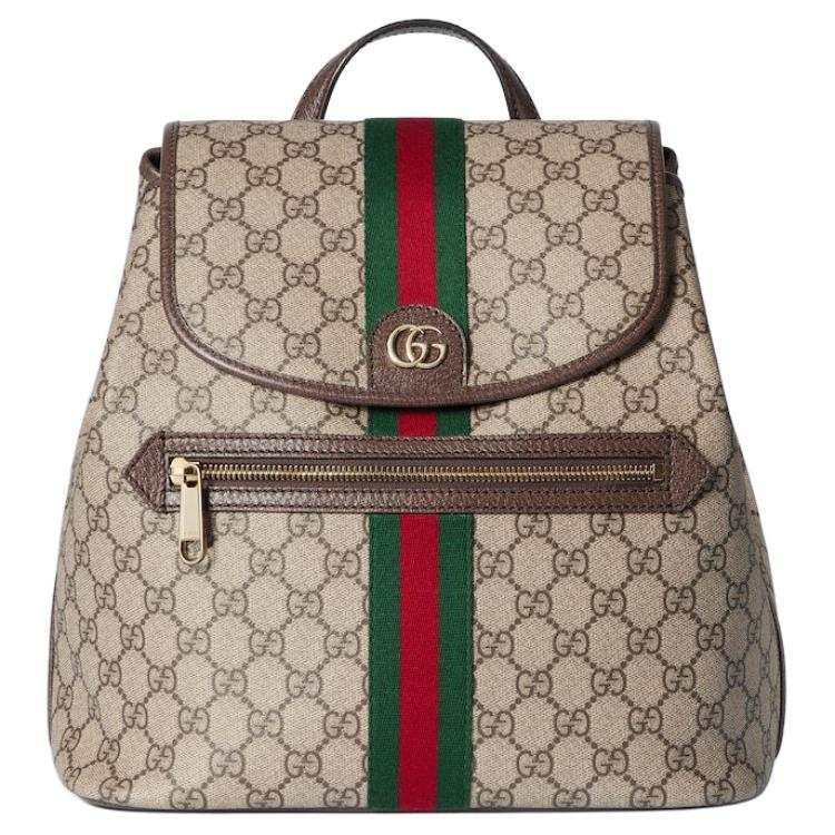 GUCCI Ophidia Coated Canvas Backpack Women's Beige Multicolor