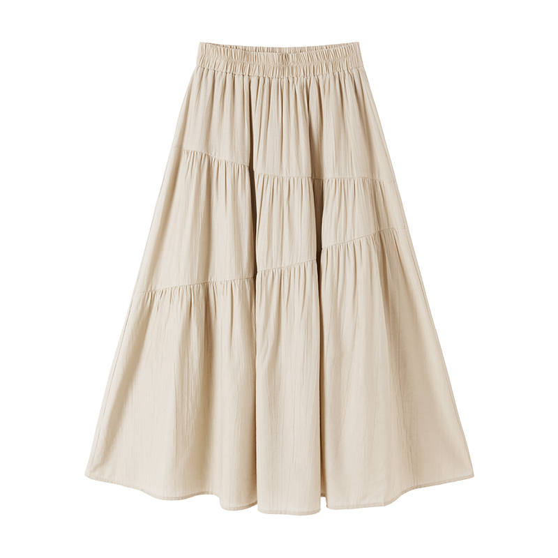 XIANGYING Casual Long Skirt Women's Light Khaki