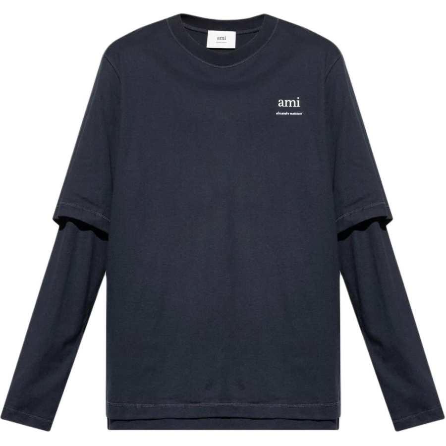 AMIPARIS Ami Paris Logo Printed Crewneck T Shirt