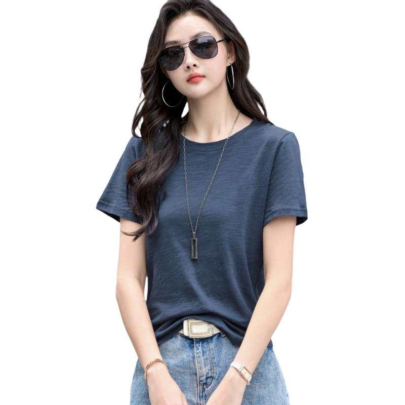 SIXUSICHOU T Shirts Women's Crew Neck Thin Straight Fit