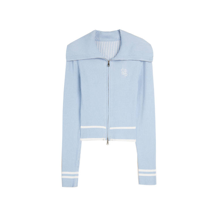 ELLE Knitwear Women's Blue Lapel Moderate Cardigan