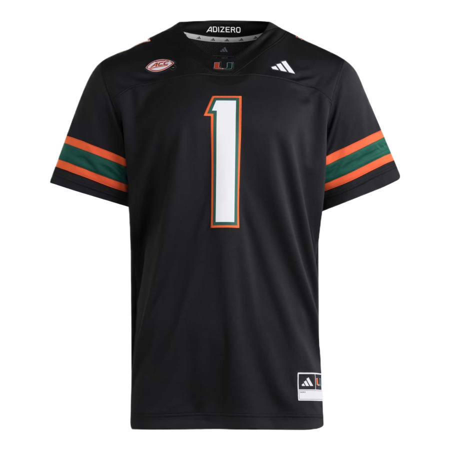 Adidas Adidas Free Shipping With AdiClub Miami Hurricanes Premier Alternate Football Jersey