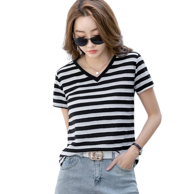 SIXUSICHOU T Shirts Women's V Neck Thin Straight Fit