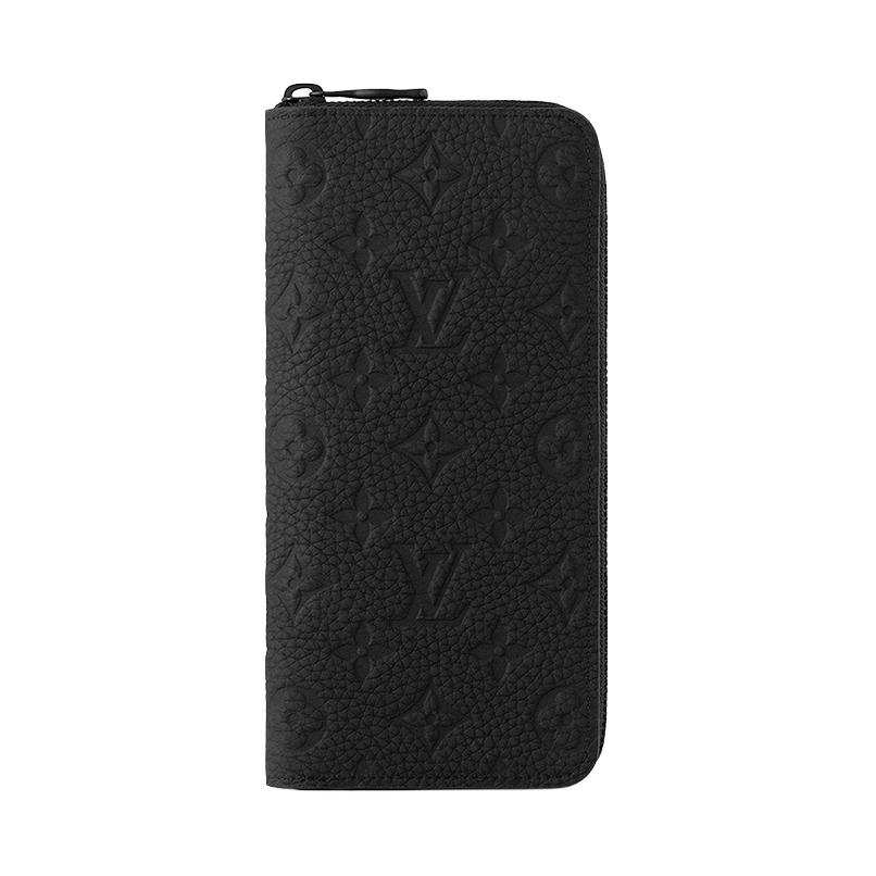LOUIS VUITTON Zippy Print Cow Leather Wallet Men's Black