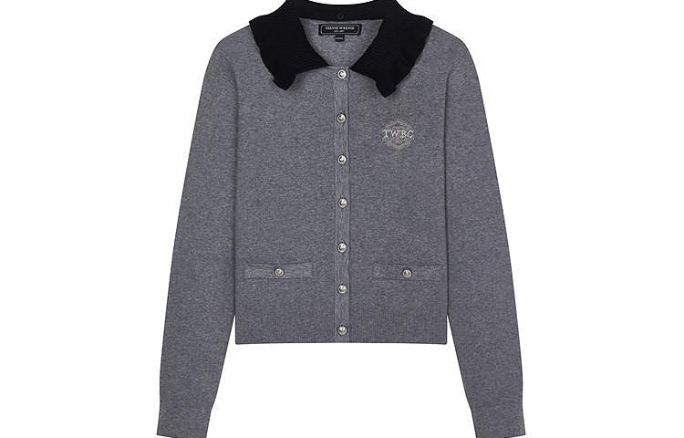 Teenie Weenie Knitwear Women's Gray Lapel Moderate Cardigan