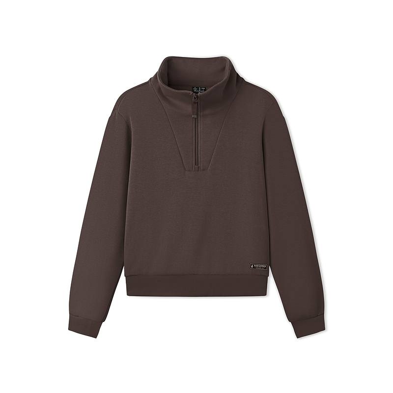 Skechers Sweatshirts Women's Dark Caramel Brown/05U5 Stand Collar Moderate Regular
