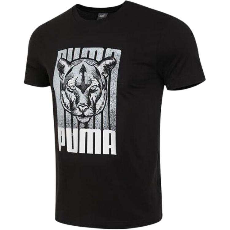 PUMA T Shirts Men's Black Crew Neck Moderate Straight Fit