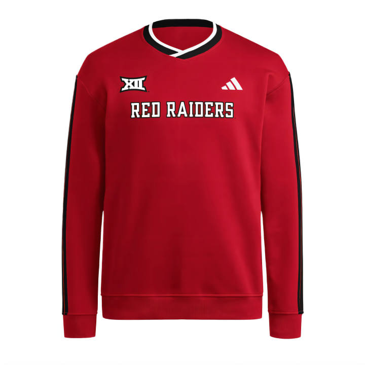 Adidas Adidas Free Shipping With AdiClub Texas Tech Red Raiders 3 Stripes Fleece Jersey Crew