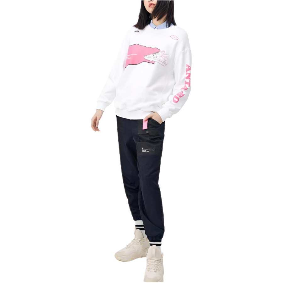 ANTA Life Collection Sweatshirts Women's White Crew Neck Moderate Regular
