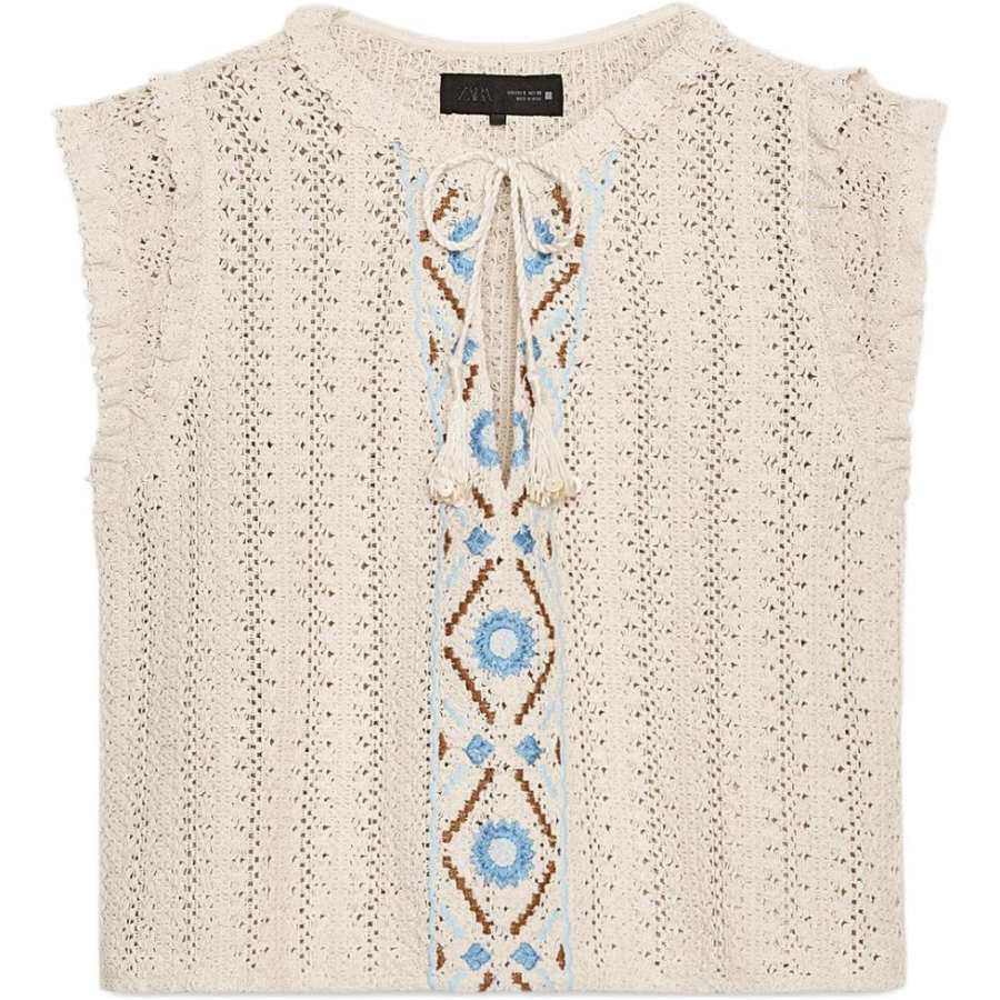 ZARA Knitwear Women's White V Neck Moderate