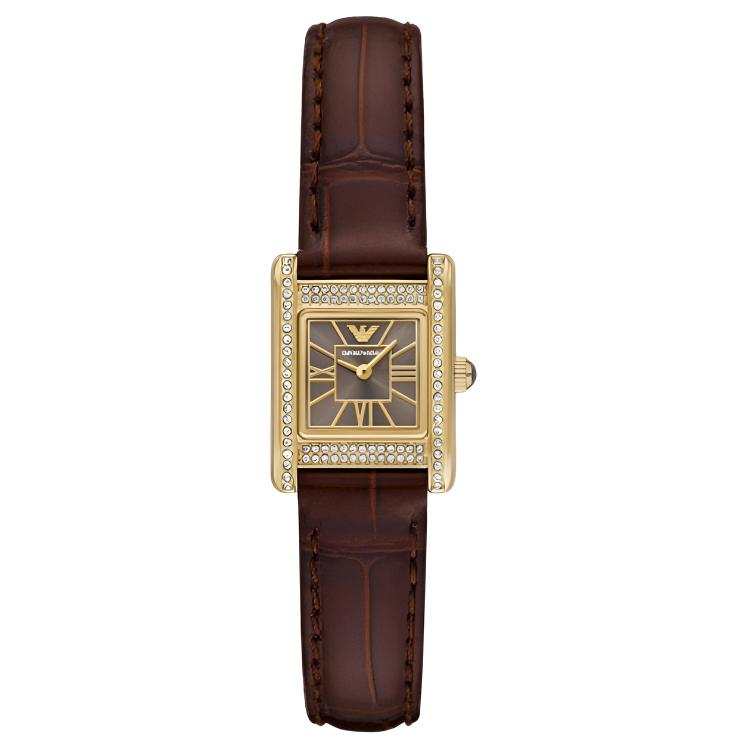 EMPORIO ARMANI Genni Wrist Watches Quartz Movement Leather Strap 26mm Tan Watch Dial Women's Watch 30m Water Resistant