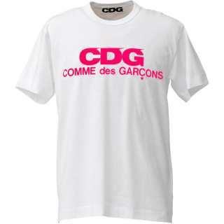 CDG SS25 T Shirts Unisex White/Pink Crew Neck Straight Fit