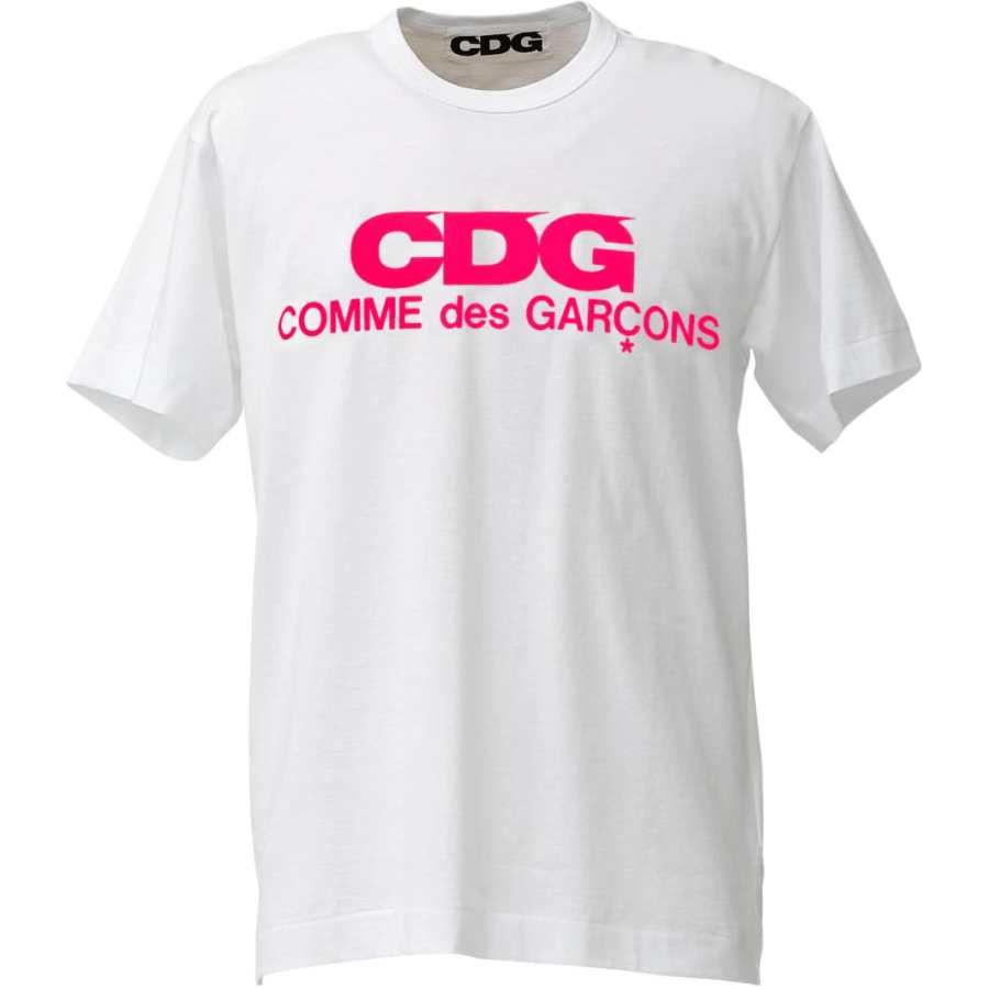 CDG SS25 T Shirts Unisex White/Pink Crew Neck Straight Fit