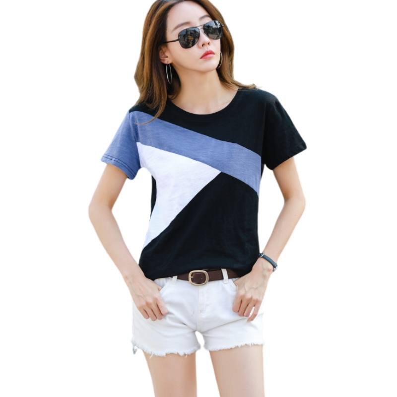 SIXUSICHOU T Shirts Women's Crew Neck Moderate Straight Fit