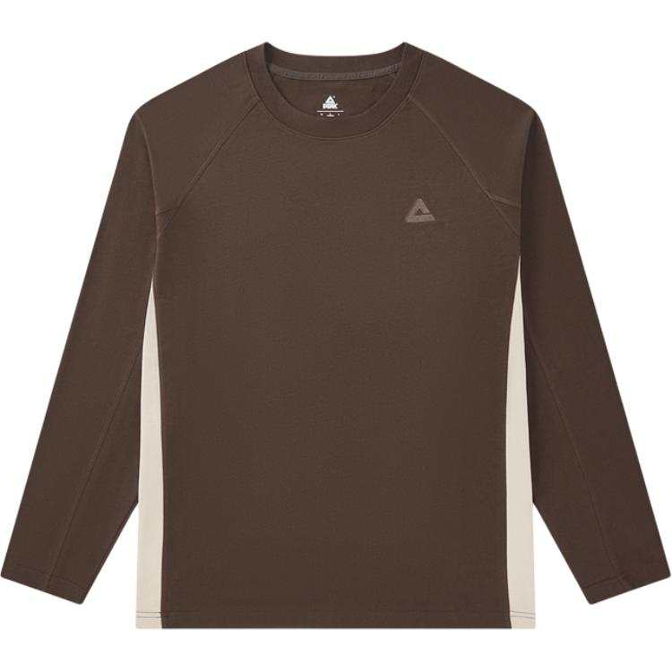 PEAK T Shirts Unisex Black Coffee Brown Crew Neck Moderate Straight Fit