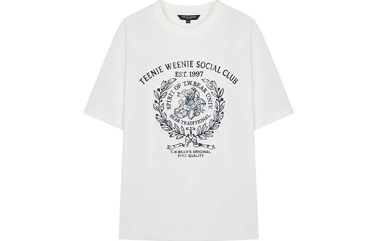 Teenie Weenie T Shirts Women's Ivory White Crew Neck Moderate Straight Fit
