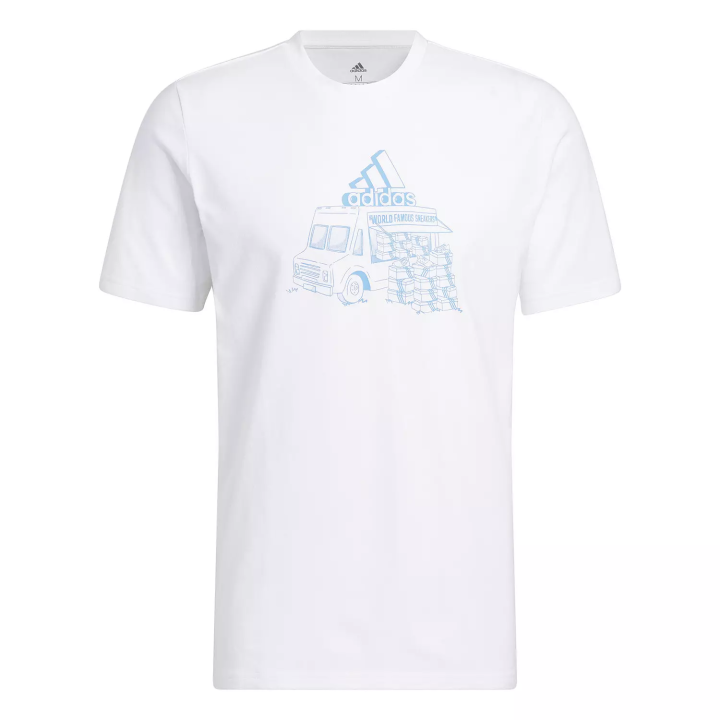 Adidas Adidas T Shirts Men's White Crew Neck Moderate Straight Fit