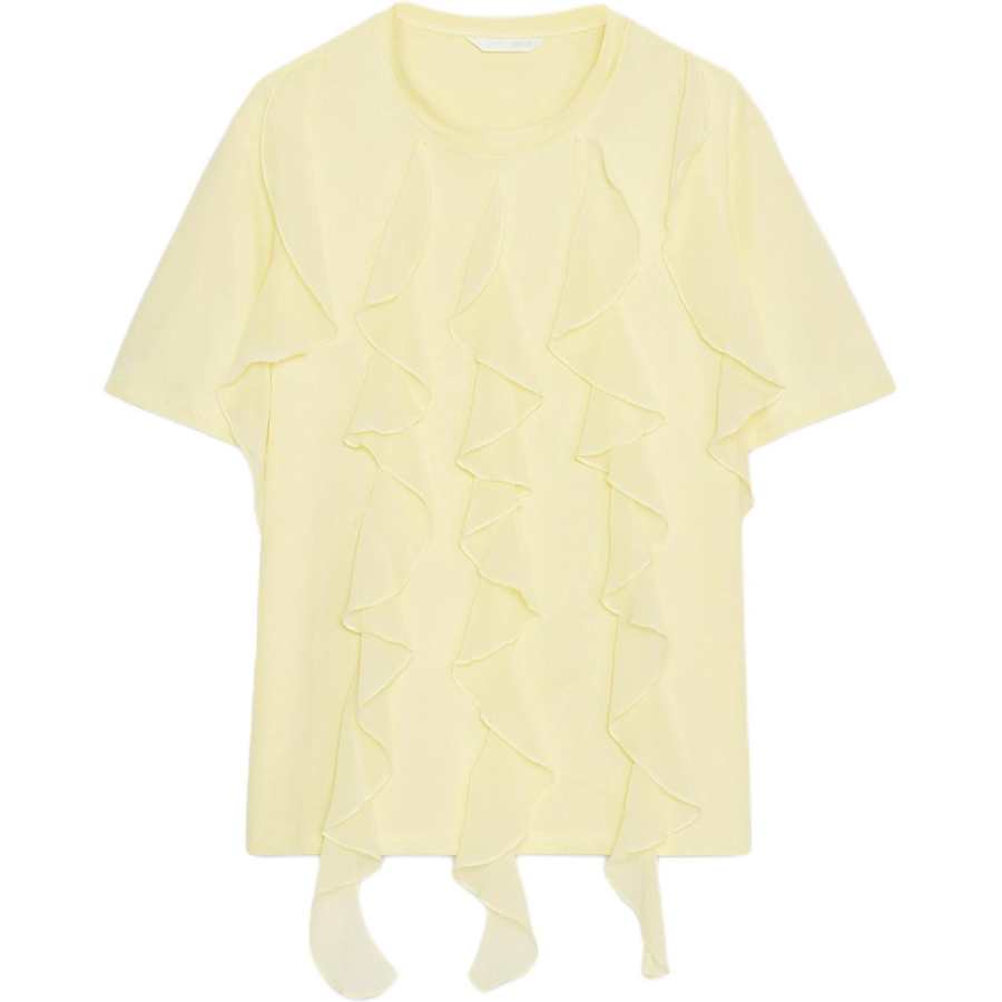 ZARA T Shirts Women's Yellow Crew Neck Moderate