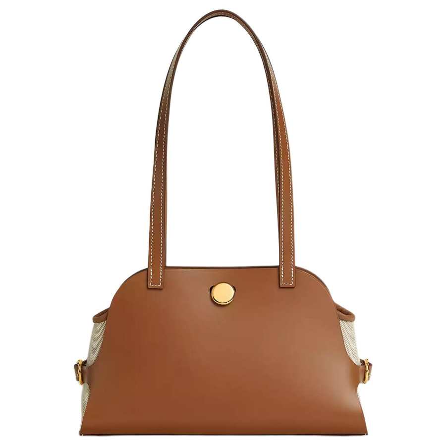 HERMES Tablier Sellier Swift Leather Shoulder Bag Women's Light Yellow Umber & Gold & Light Beige & Beige