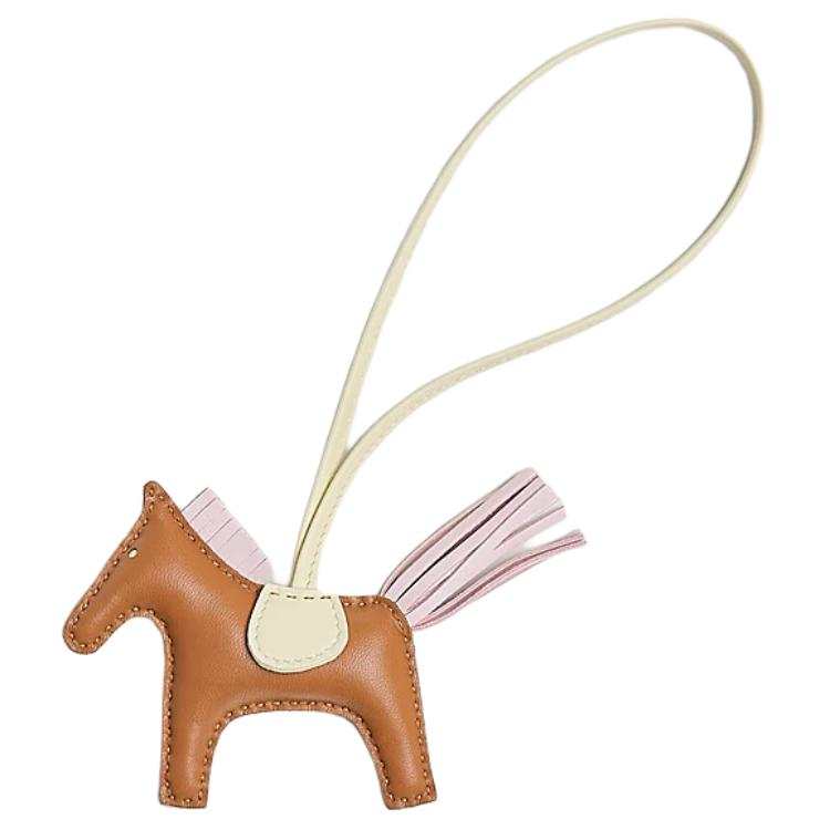 HERMES Rodeo Lambskin Bag Accessory Small Unisex Gold & Rose & Light Yellow