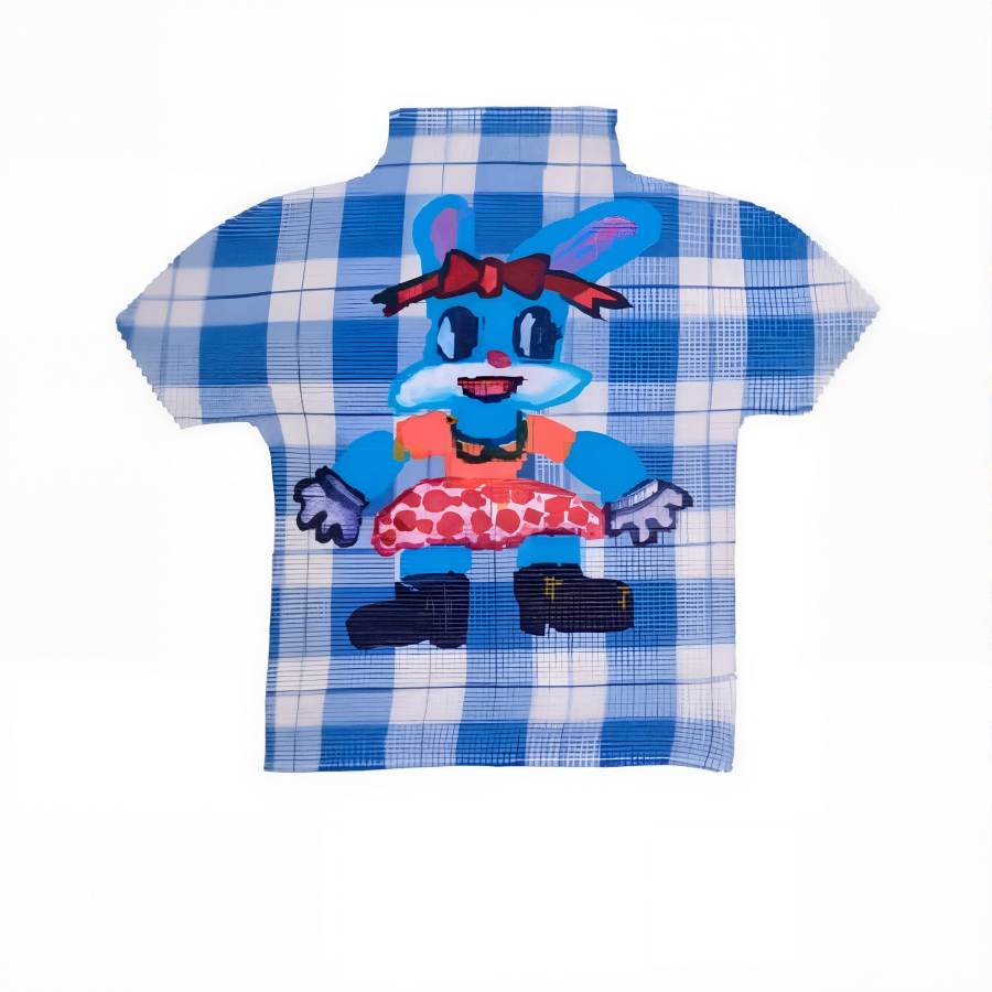 Qiuerle T Shirts Women's Blue Plaid Half Turtleneck Moderate