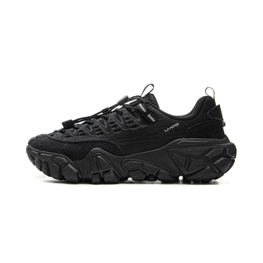 Li-Ning Li Ning Sand Dune Textile, Split Cow Leather Low top Casual Shoes Men's Black