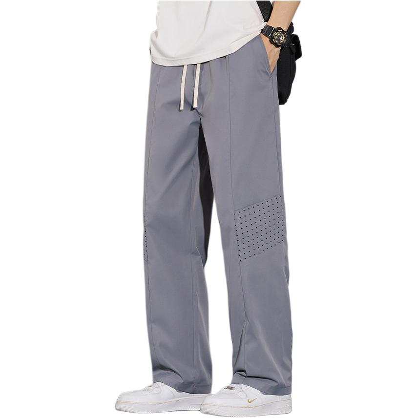 Tonlion Casual Pants Men's Medium Gray Thin Straight Fit Pants