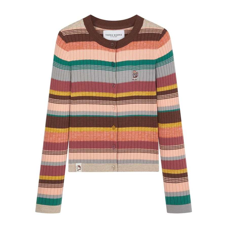 Teenie Weenie Knitwear Women's Color Blocking Crew Neck Moderate Cardigan