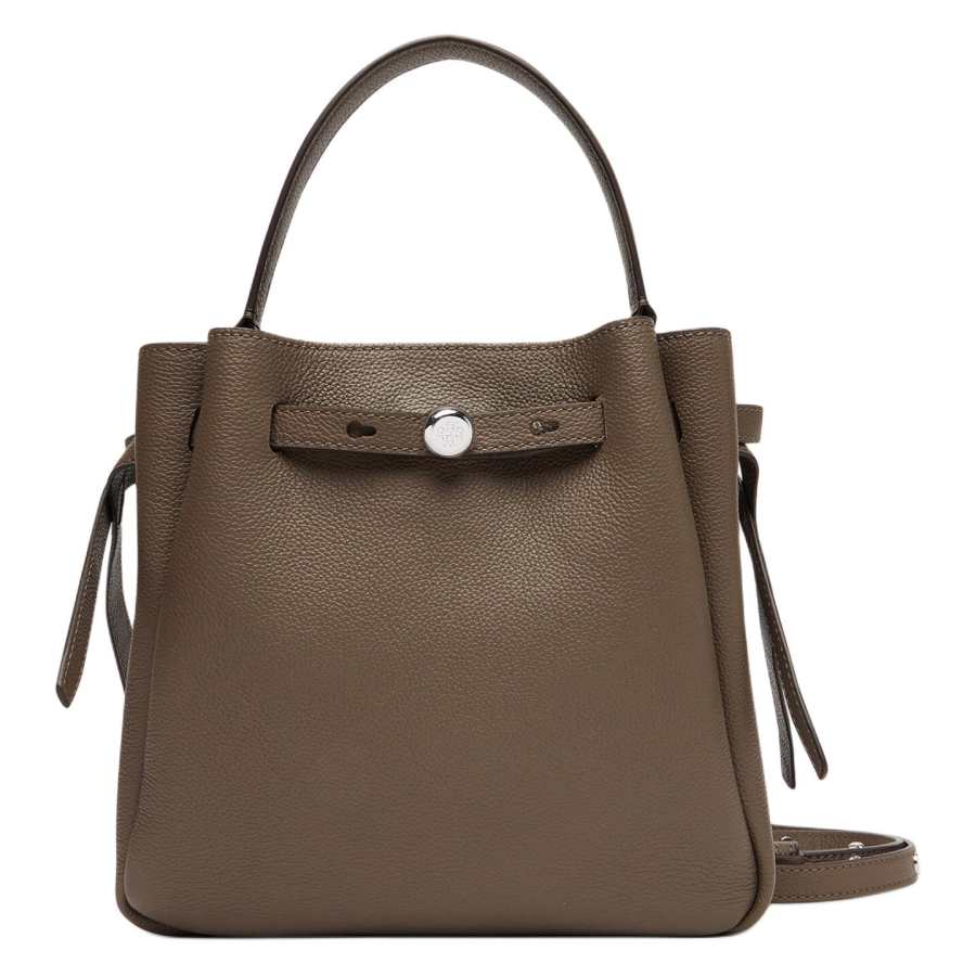 TORY BURCH Romy Cow Leather Bucket Bag, Shoulder Bag, Crossbody Bag, Handbag Medium Women's Mushroom Gray