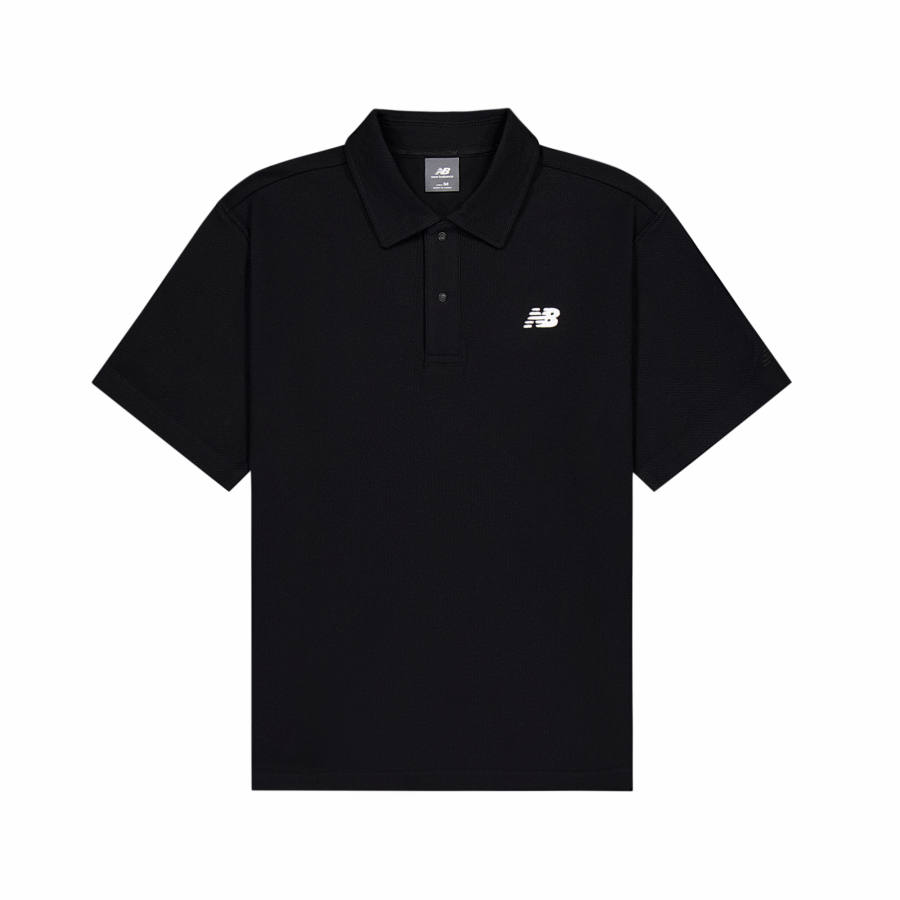 New Balance New Balance Polo Shirts Men's Black Lapel Moderate Straight Fit