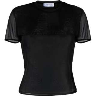 Blumarine Crystal embellished Mesh Logo T shirt