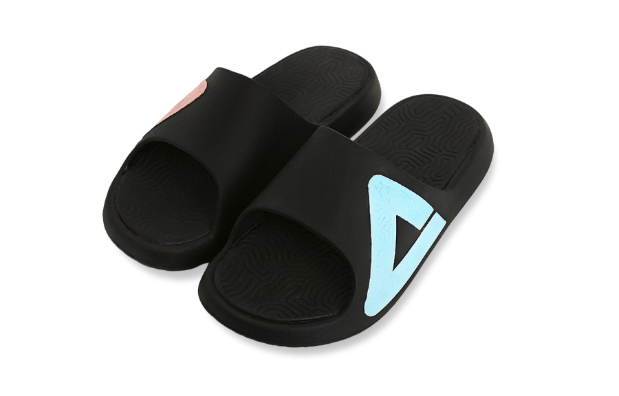 PEAK Tai Ji1.0 Abrasion Resistant Cushioning Slide Slippers Unisex Pink Blue Mismatched