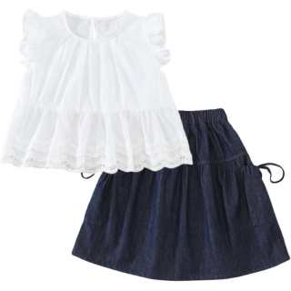 PROTECTCAMEL Pre School Two Piece Skirt Sets Crew Neck Moderate Short