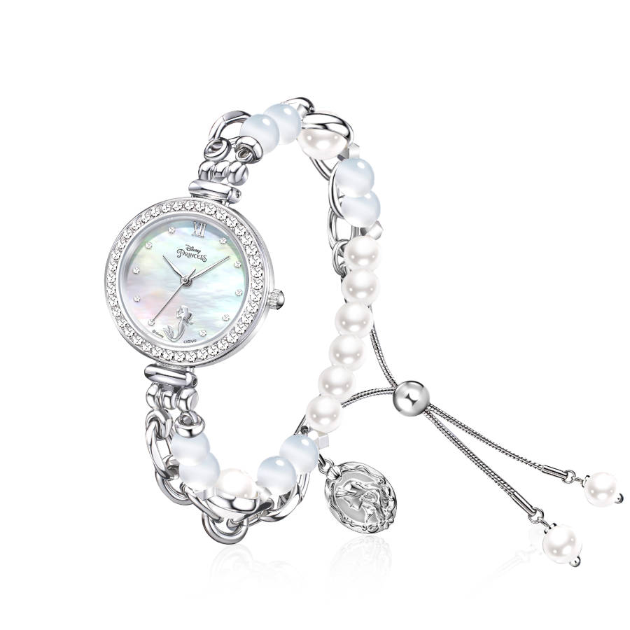 Disney Princess Quartz Movement Stainless Steel Strap Watch Women's Watch Mother of Pearl Color Watch Dial