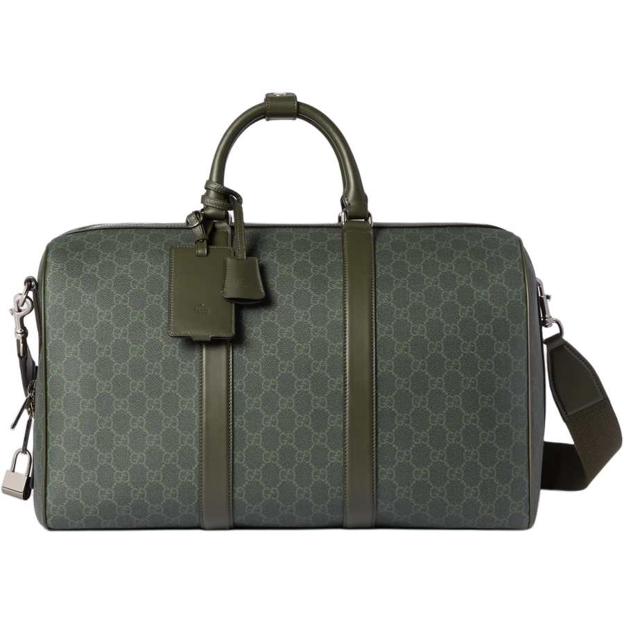 GUCCI GG Monogram Leather Decoration Travel Bag Men's Green