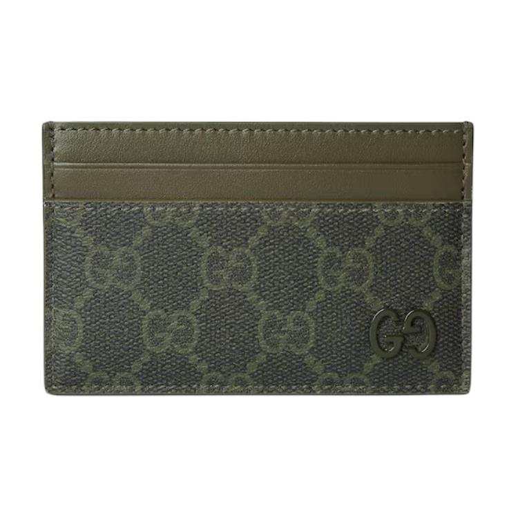 GUCCI GG Monogram Canvas Coin Purse, Card Holder Unisex Forest Green