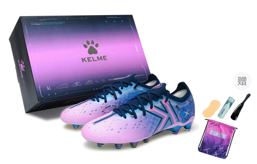 KELME Quick Spark 5.0 FG Firm Ground Soccer Shoes Unisex Dark Blue Neon Pink