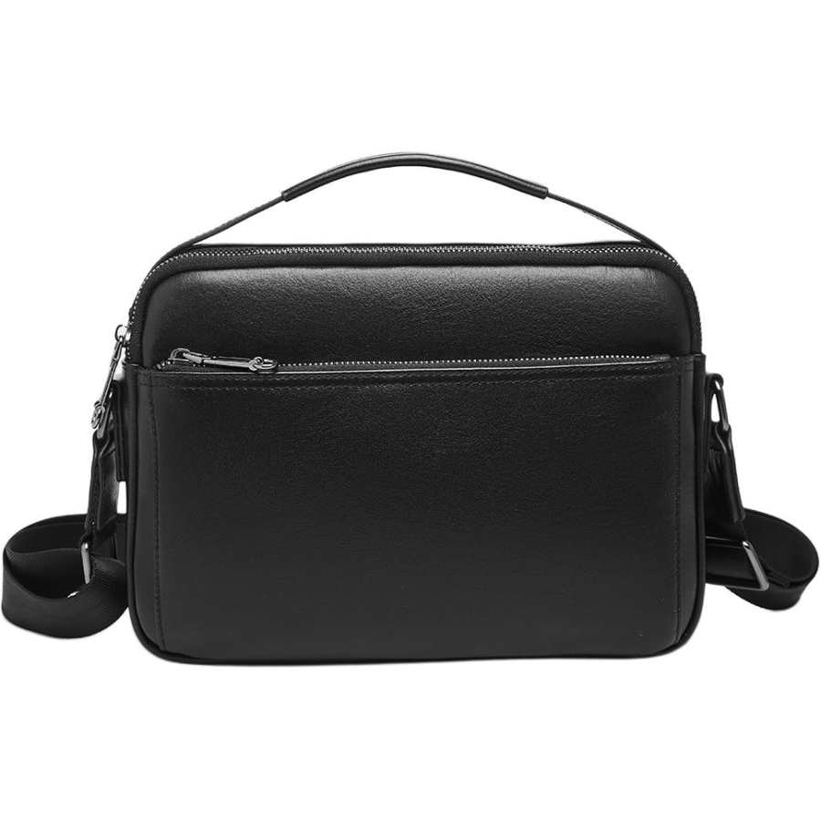 LAORENTOU Top Grain Cow Leather One Shoulder Handbag Men's Black
