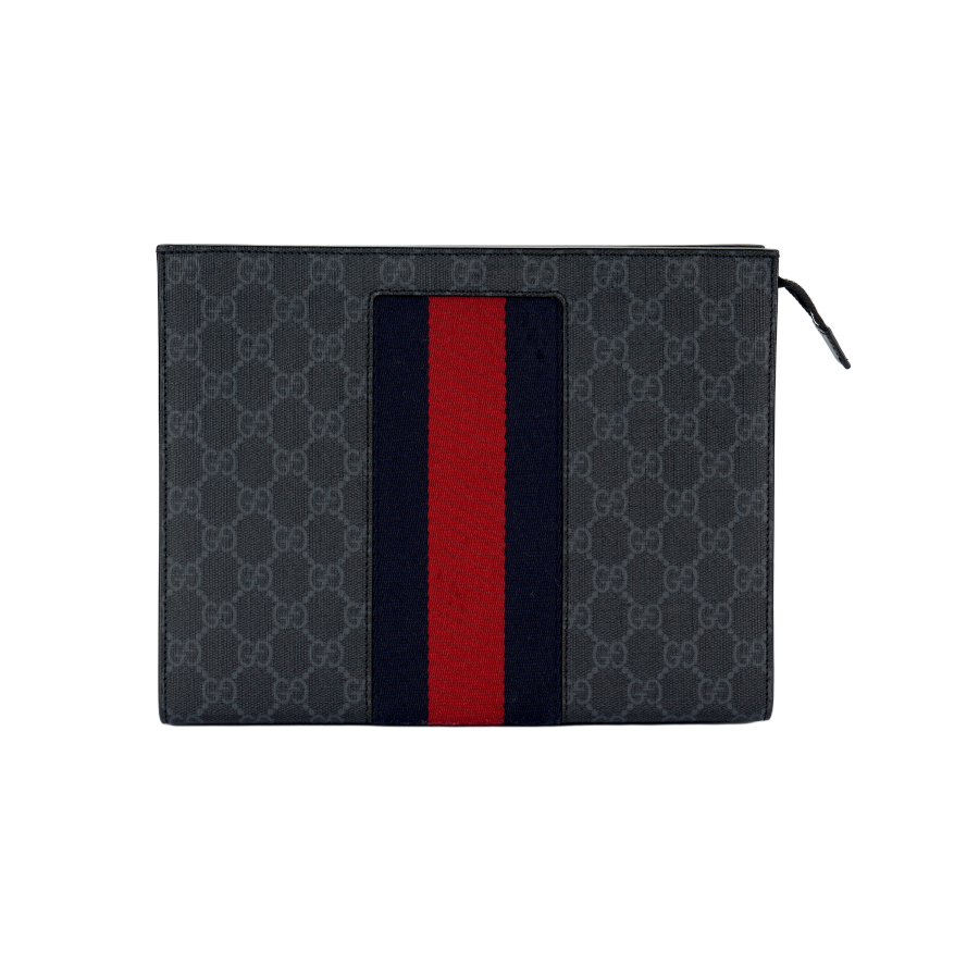 GUCCI GUCCI Canvas Clutch Regular Men's Black Gray