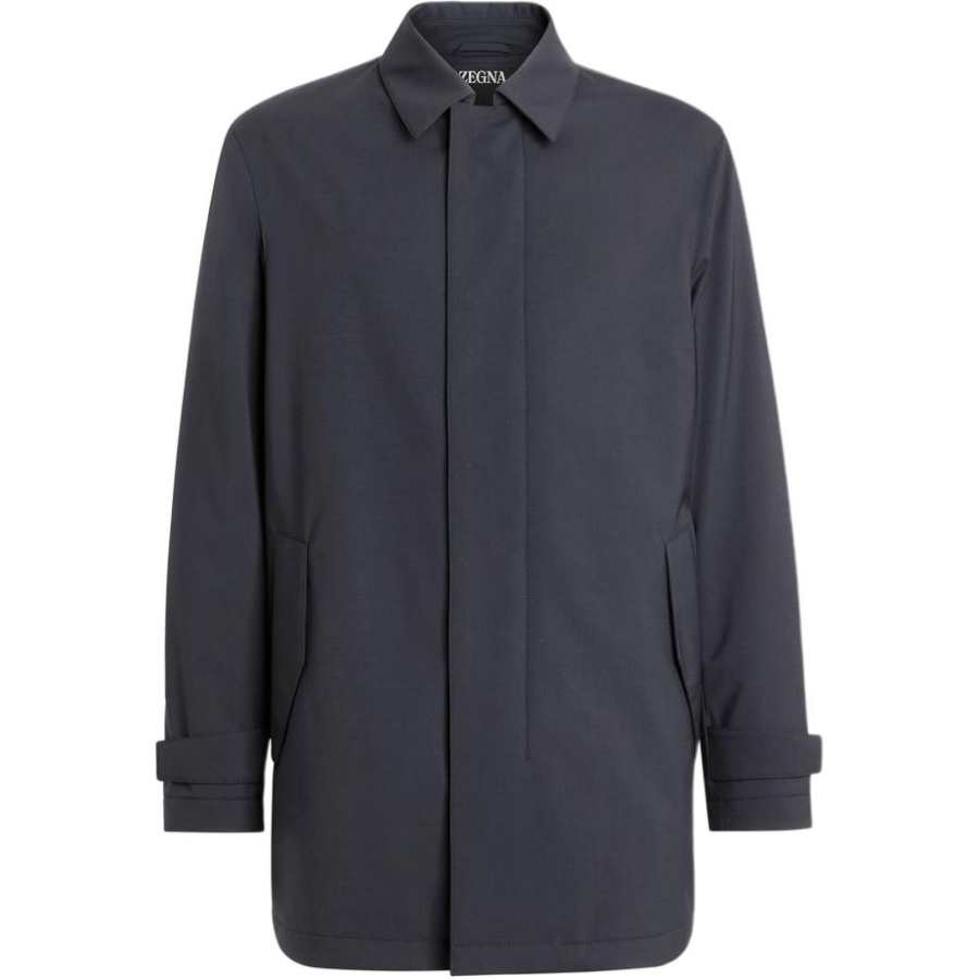 Ermenegildo Zegna Coats Men's Marine Blue Lapel Moderate