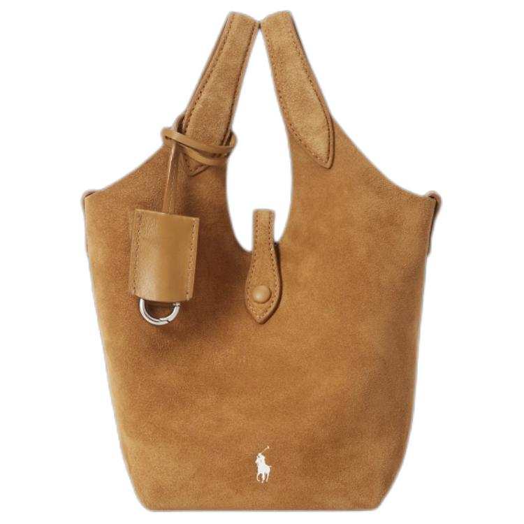 Polo Ralph Lauren With Nubuck Suede Handbag Small Women's Caramel