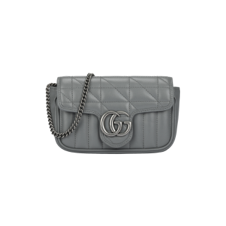 GUCCI Marmont Quilted Leather Shoulder Bag, Crossbody Bag Extra Mini Women's Gray