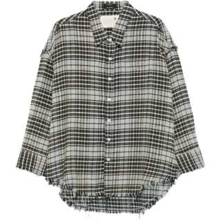 R13 frayed plaid shirt